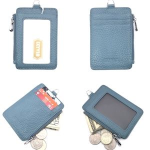 IXYVIA Leather ID Case ,Card Holder,Zip Coin Purse